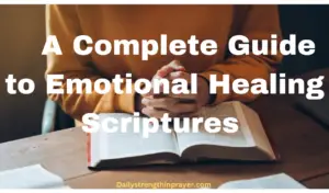 a Woman praying for peace of mind over a bible on a table