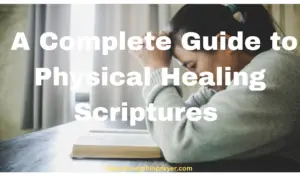 Woman praying over a bible on a table